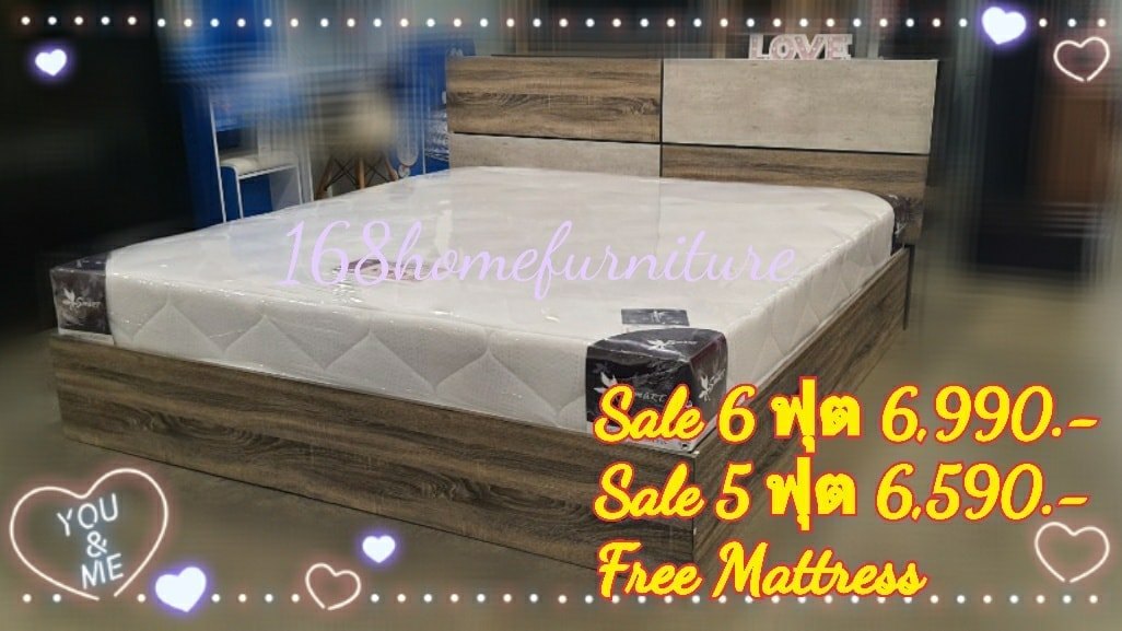 เตียง-5-6-ฟุต-โครงไม้ปิดผิวฟรอยด์